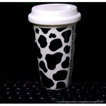 High Quality Coffee Double Wall Ceramic Travel Mug Cup(12 oz)